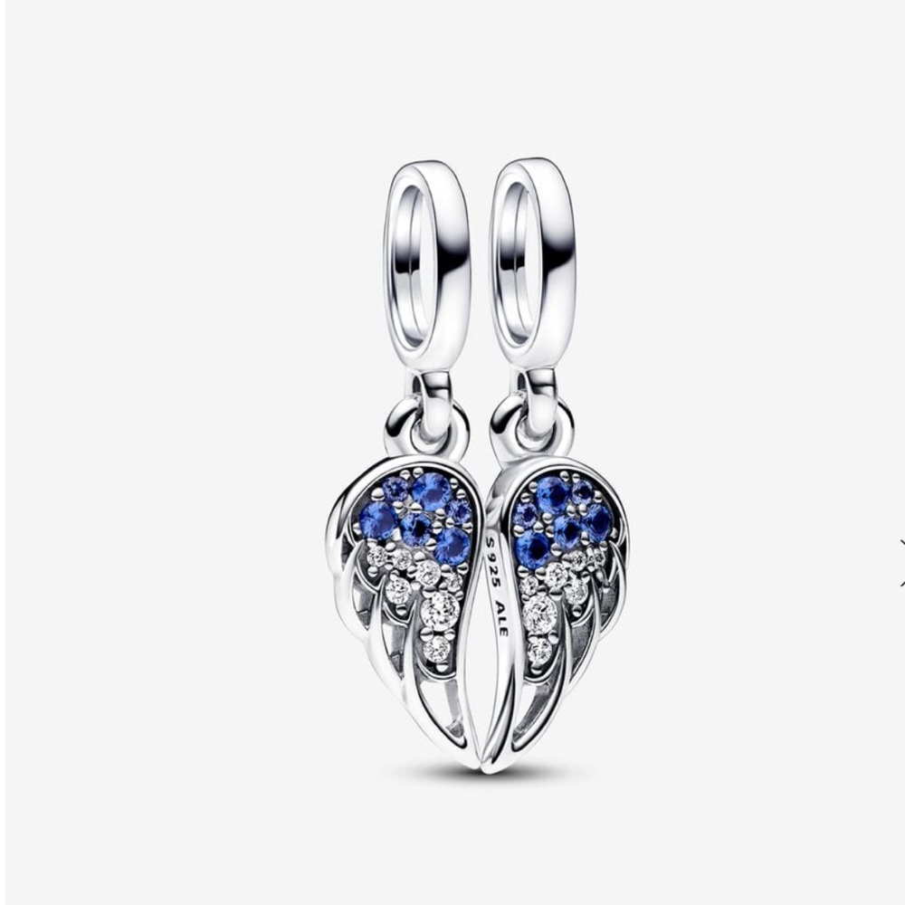 Sparkling Splitable Angel Wings Dangle Charm
